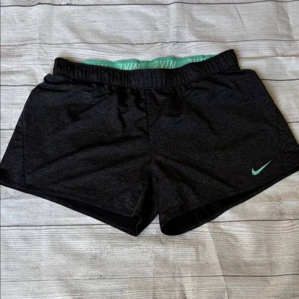 Nike Women's Iron Gray and Green Athletic Dri FIT Shorts XL - Image 2