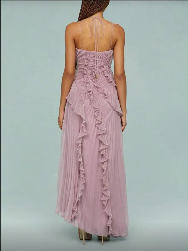 Dusty Pink Ruffle Dress - Image 6