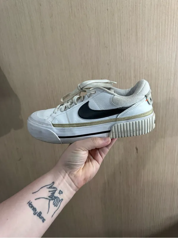 Nike Women Court Legacy Lift White Black Casual Platform Shoe Size 8 - Image 7