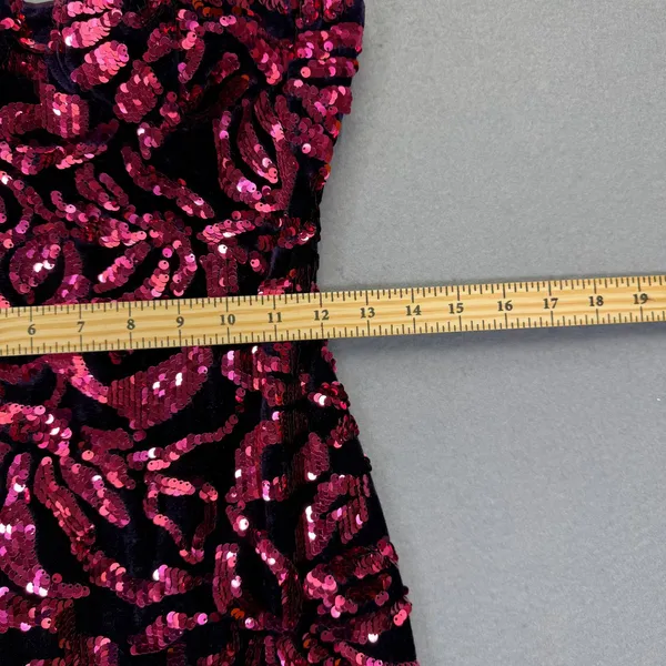 Privy Womens Small Purple Velvet Sequin‎ Bodycon Mini Dress Sweetheart Neckline - Image 4