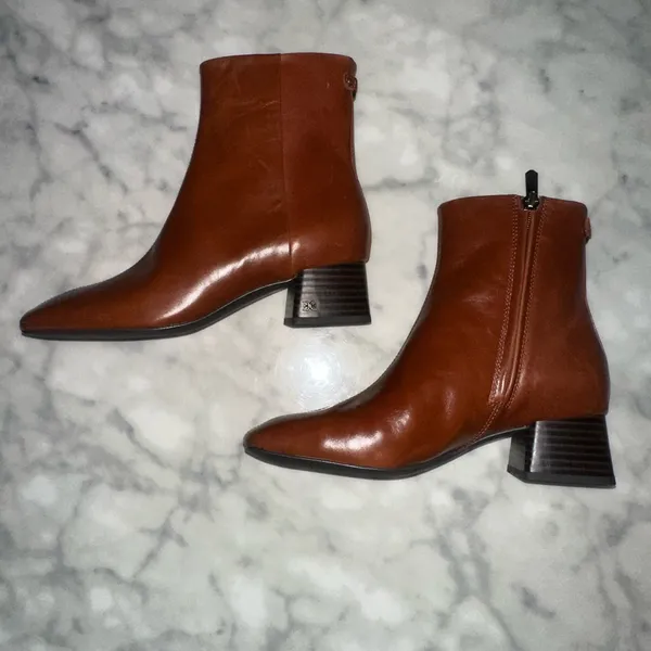 Sam Edelman Brown Leather Ankle Heeled Boots - Image 5