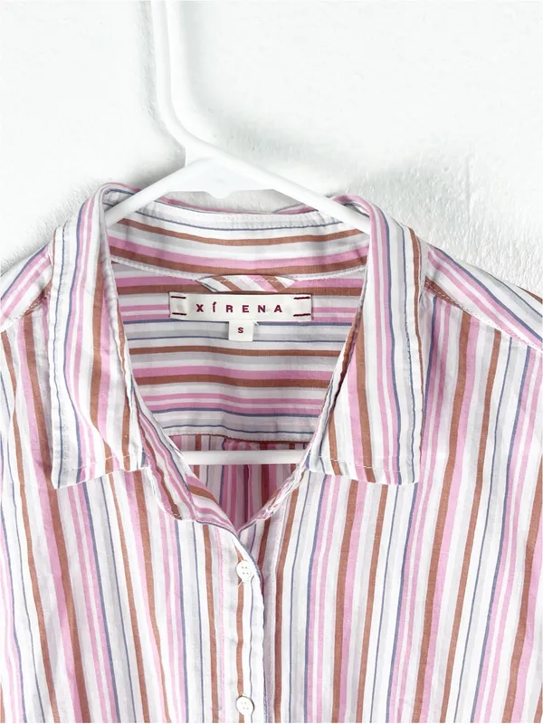 XIRENA Jordy 100% Cotton Striped Long Sleeves Button Down Top Size Small - Image 7