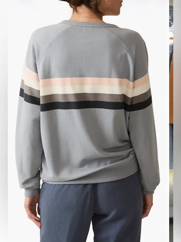 Faherty Chest Stripe Pima Sweatshirt Sz M - Image 3