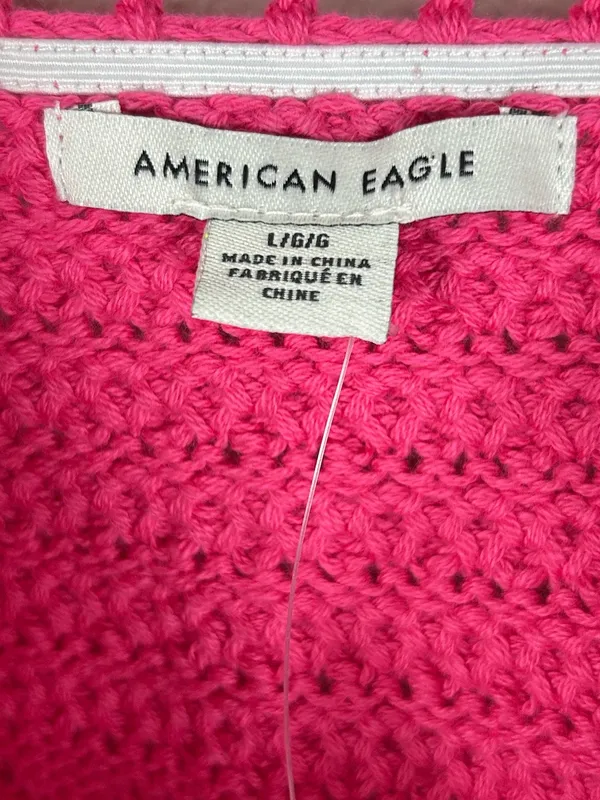 American Eagle cotton crochet knit tie front festival cropped top Y2K size large - Image 6