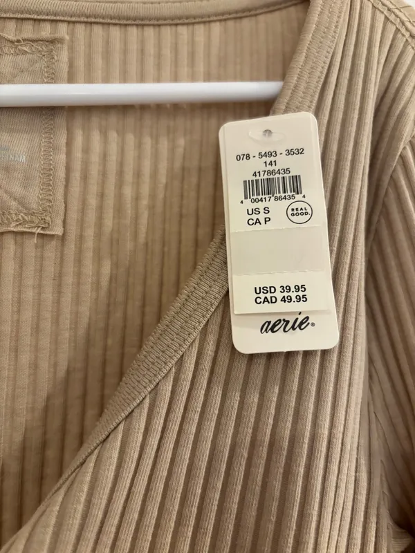 Aerie Henley Long Sleeve Brown Shirt - Image 3