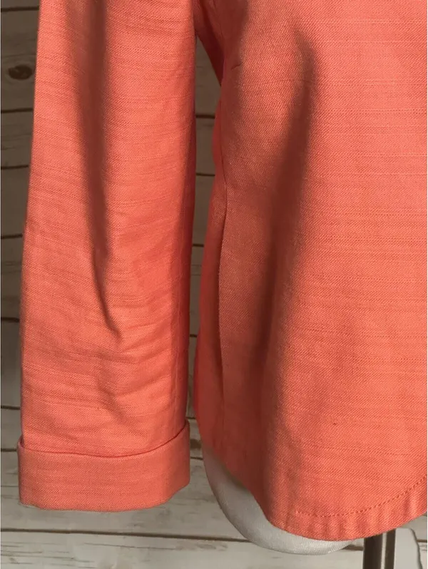 J.Crew coral linen-cotton textured structured collar cropped jacket Size 10 - Image 3