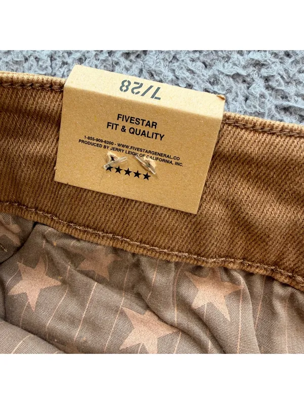 NWT FiveStar General Cargo Shorts Womens 7/28 Tan Brown Flex Side Pockets Mid - Image 8