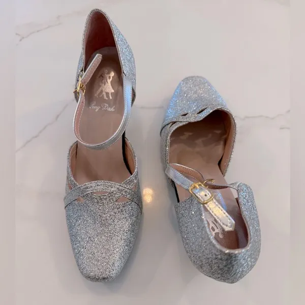 Samba Shoes Silver Sparkly professional dance shoes size 6-6.5 - Image 2