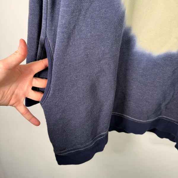Natural Life Sweatshirt Cotton Blend Pullover Cream Navy Tie Dye READ Womens Med - Image 5