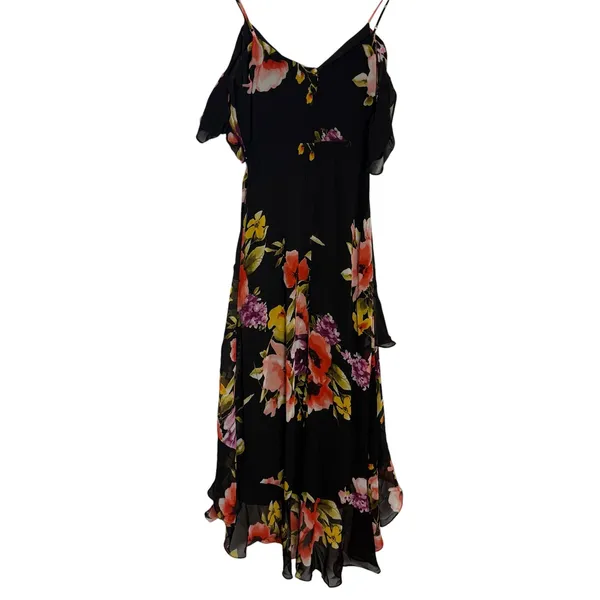 Lulus Love in Bloom Black Floral Print Off-the-Shoulder High-low Dress Size XS - Image 9