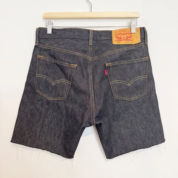 Levis 501 Cutoff Bermuda Shorts 31 Tom Boy 100% Cotton DIY Boho Casual Jorts Raw - Image 7