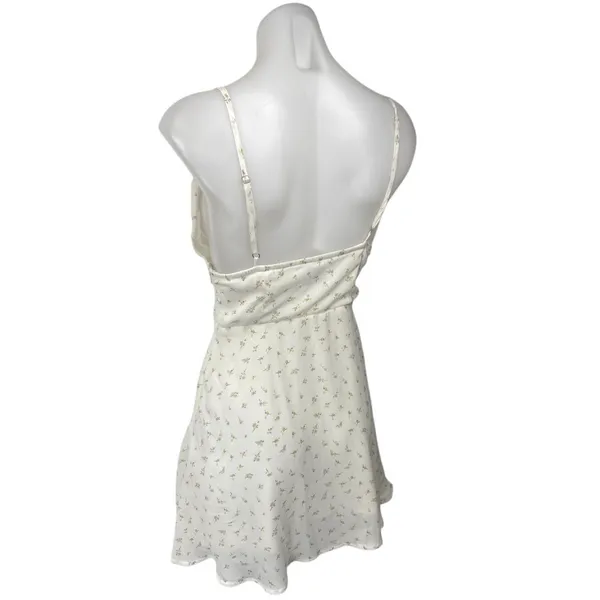 Princess Polly White Floral Sleeveless V Neck Button Front A Line Mini Dress 4 - Image 3