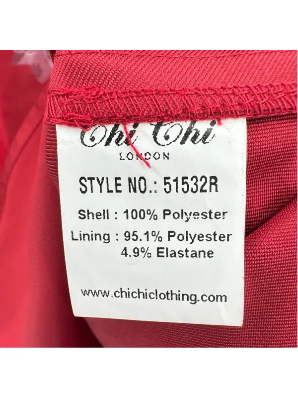 Chi Chi Red Dress Gray Floral Mini Skirt Midi Sheer Overlay Off Shoulder Size 4 - Image 5