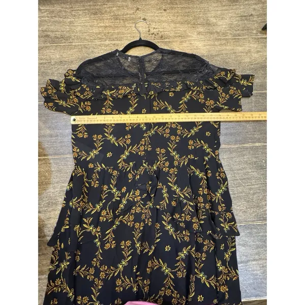 Sandro Alderic mini dress Black Lace Size 40 US 8 Whimsy Goth Ruffle Layer - Image 11