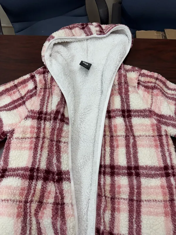 Jolie & Joy Sherpa Plaid Hooded Jacket Size Large - Image 2