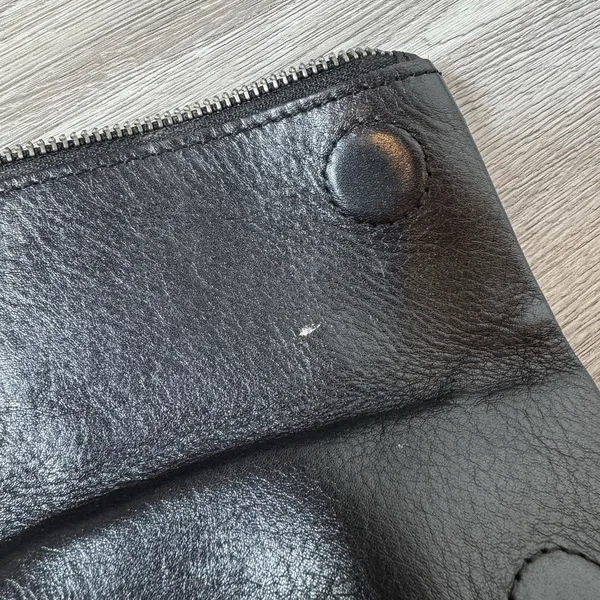 Patricia Nash Valerie Leather Foldover Wristlet Clutch Black Minimalist FLAW - Image 11