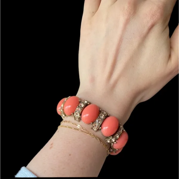 NWT J crew coral stone bracelet with rhinestone spacers - Image 2