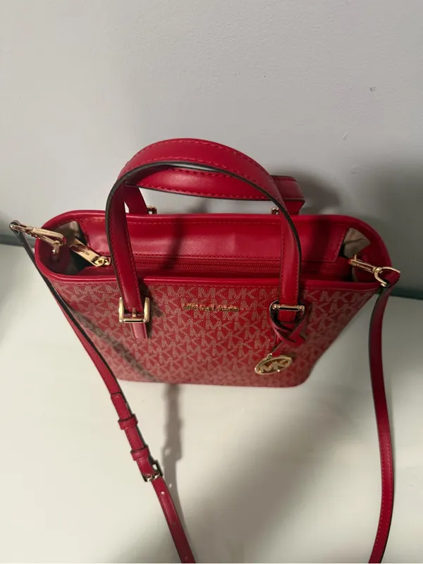 Michael Kors Pink-Red Signature Tote Satchel - Image 5