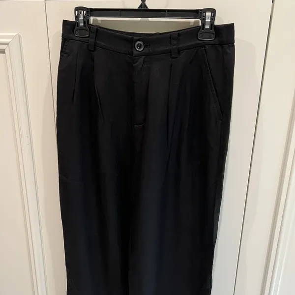 Loft Black Twill Wide Leg Pants Minimalist Career 100 % Lyocell Capsule Wardrobe - Image 2