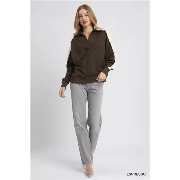 ✨NWT Umgee‎ Color Block Polo Sweatshirt - Image 5
