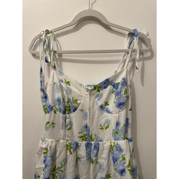 Kori America Bloomie Baby Tiered Dress in Ivory/Blue - Image 4
