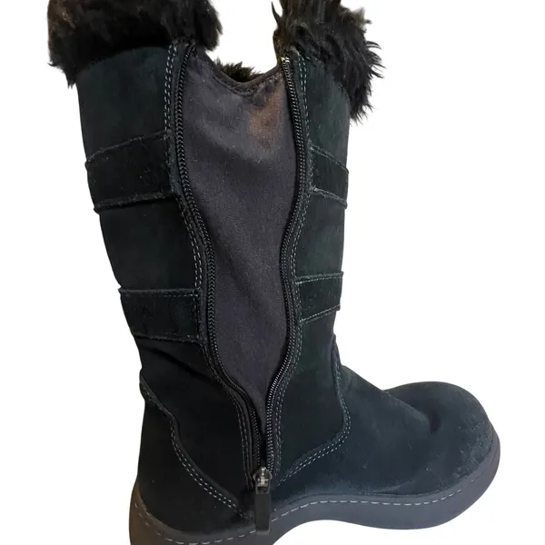 L.L. Bean TEK2.5 Waterproof 7.5 Winter Boots Womens Zip Black Suede Buckle Strap - Image 9