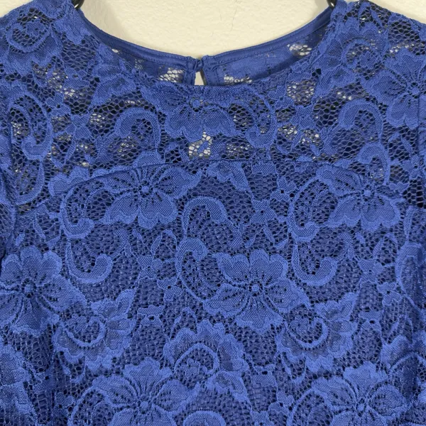 Social‎ Stories Women's Royal Blue Long Sleeve Lace Mini Dress Formal Size Small - Image 5