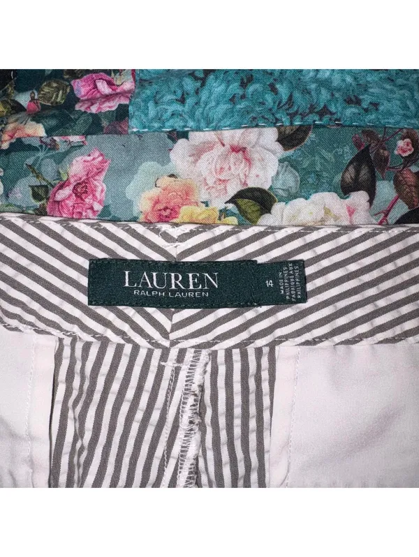 Lauren Ralph Lauren $98 Seersucker Bermuda Women's 14 Striped Bermuda Shorts - Image 4