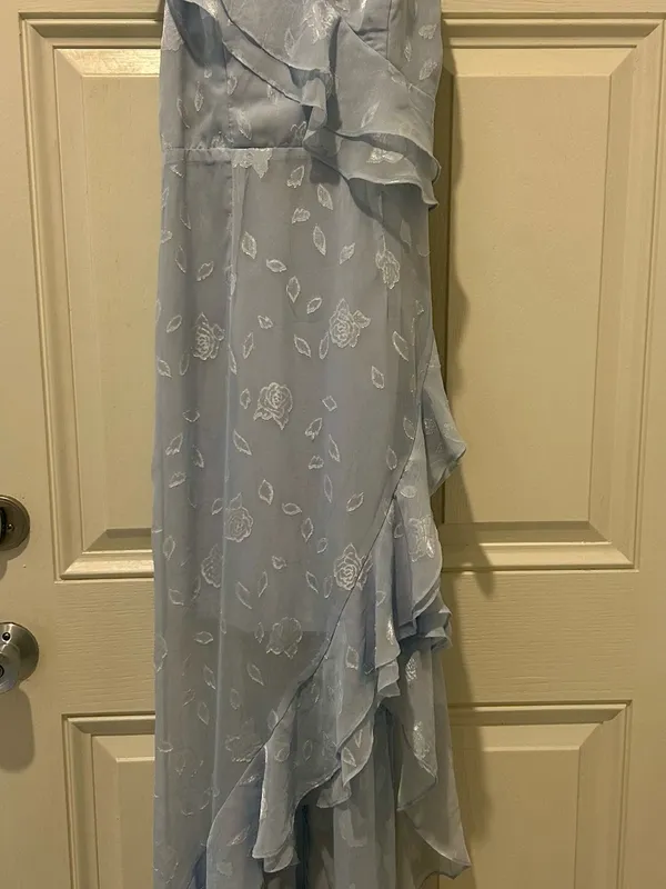 Lulu's Pale Blue Floral High-Low Ruffle Wrap Dress - Image 6