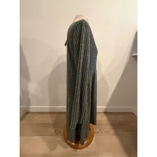 Ofeefan Ribbed Knit Long Sleeve A-Line Dress Olive Green XL NWT - Image 4