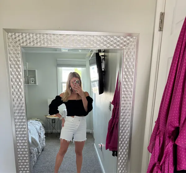 Agolde White Criss Cross Jean Shorts - Image 13