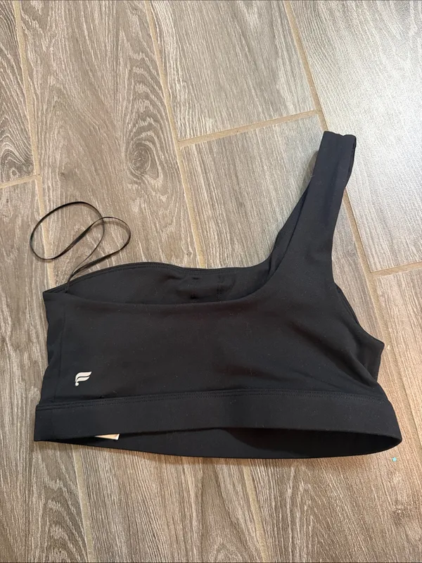 Fabletics Asymmetric One-Shoulder Black padded sports bra EUC size small - Image 2