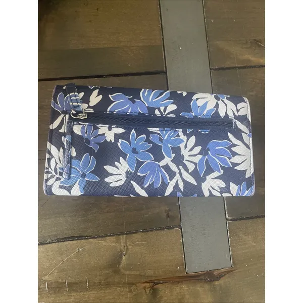 Nautica Floral‎ RFID Trifold Wallet Womens Size OS Blue Vegan Leather Clutch - Image 7