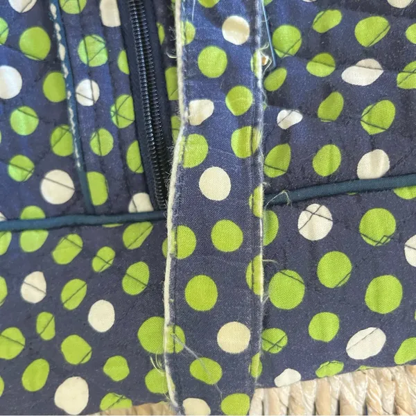 Vera Bradley crossbody‎ Purse shoulder bag, Lucky Dots, navy, green, white polka - Image 7