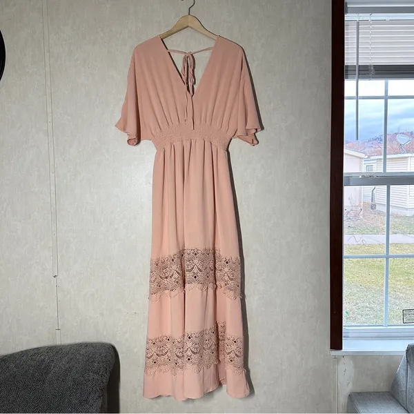Baltic Born Women’s Vera Maxi Dress V-Neck Wedding Bridesmaid in Salmon XL - Image 8