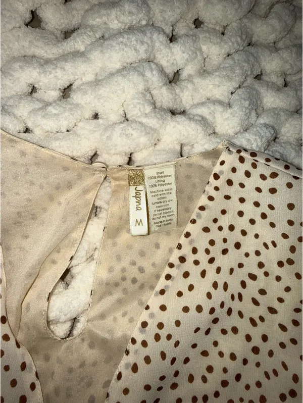 Japna Brown short polka dot ruffle dress - Image 3