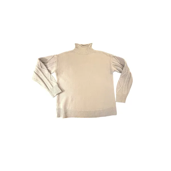 Haven Well Within Cable Knit Mock Neck Sweater Baby Blue S Cotton Blend - Image 8