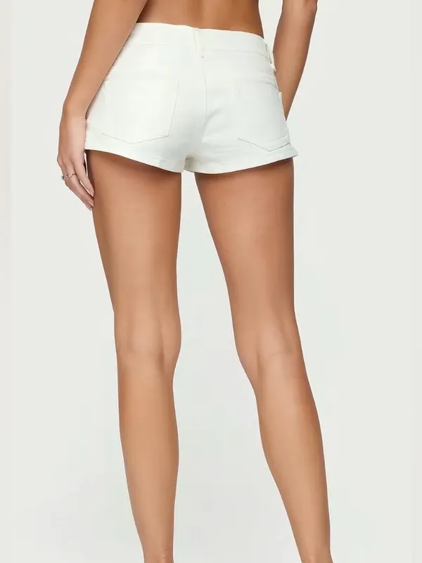 Edikted White Jagger Low Rise Denim Shorts Sz L New without tags - Image 3