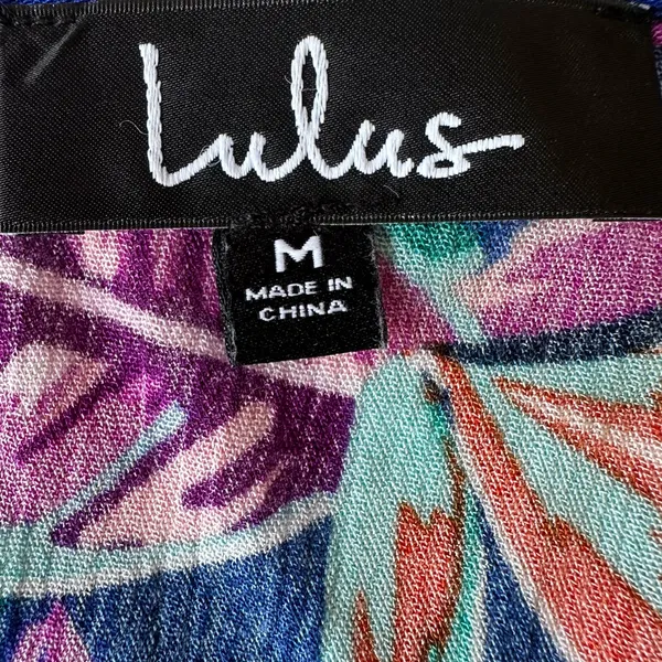 Lulu's Hipnotized Purple‎ Floral Tropical Patterned Romper Sz Medium Crackled - Image 4