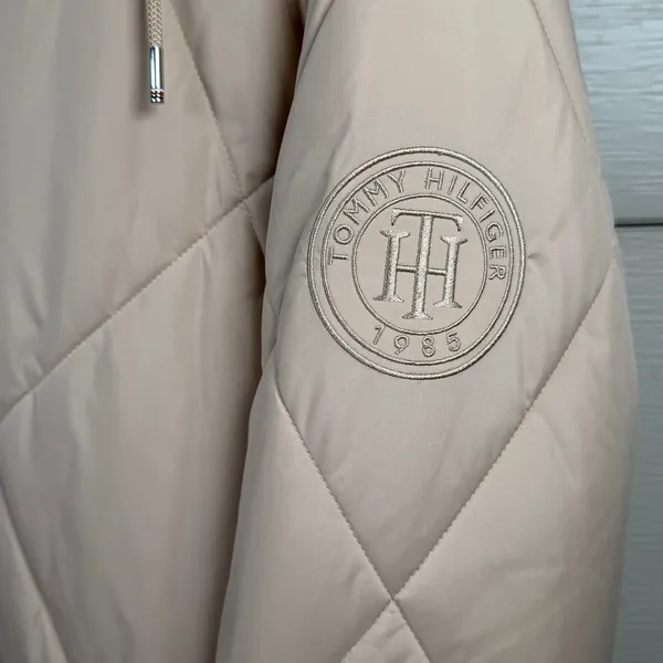 Tommy Hilfiger Jacket Women's Large Mid Weight Quilted Puffer Cream Beige NWT - Image 3