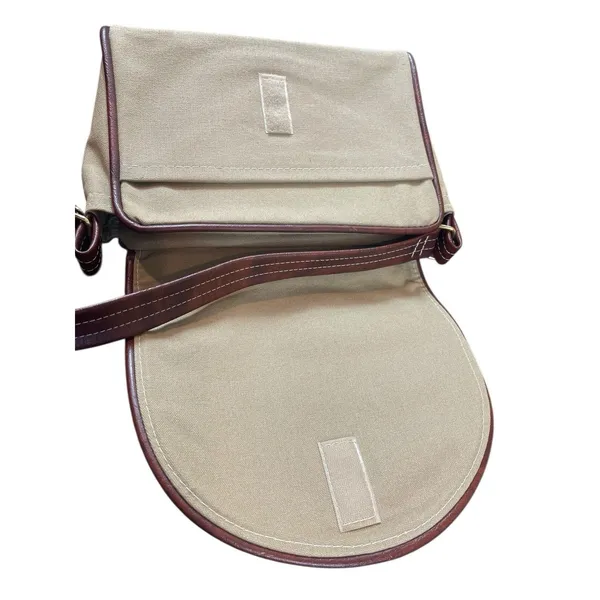 VTG Equestrian Horse Head Canvas Shoulder Bag Brown Leather Trim Country Western - Image 9