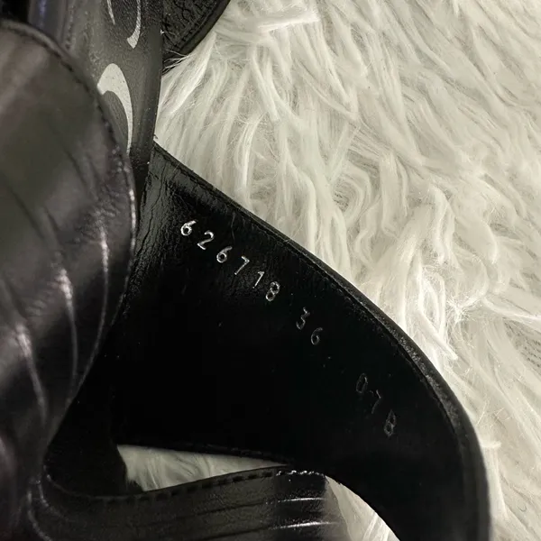 Authentic GUCCI Black‎ Leather Betsey Ankle Strap Heels Shoes Sz 36 - Image 9