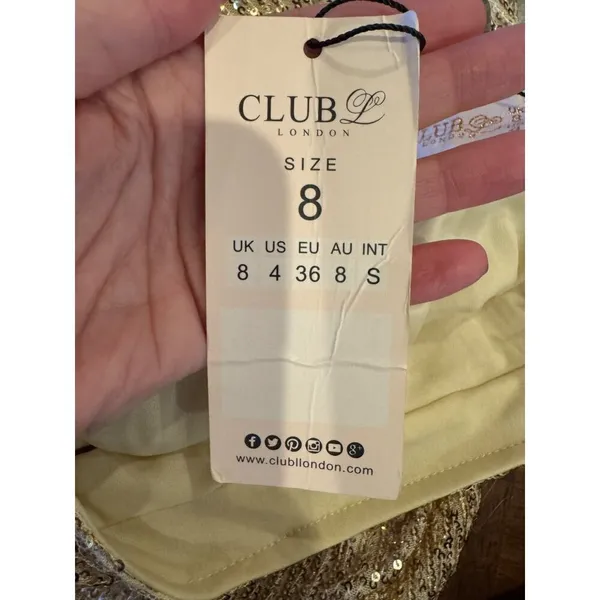 Club L London Skirt Women 4 Light Gold‎ Sequins Doing it For the Glam Maxi NWT - Image 10