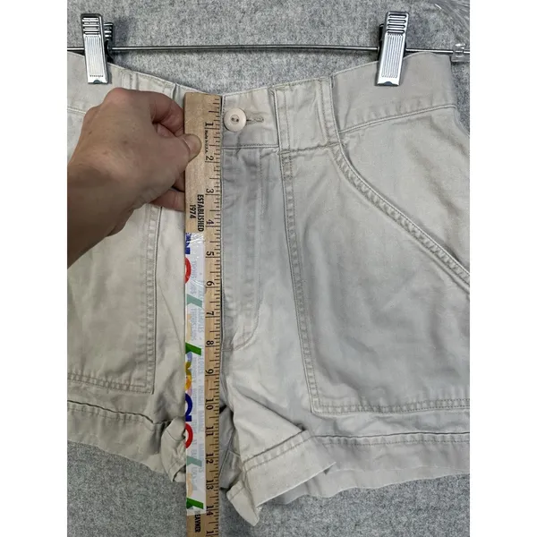 Vintage Abercrombie & Fitch Size 4‎ Cotton Womens Shorts High Waist Beige Mini - Image 7