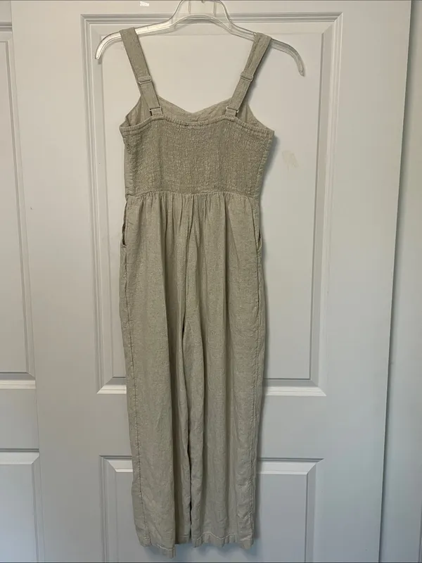 Old Navy Tan Linen Jumpsuit Medium - Image 4