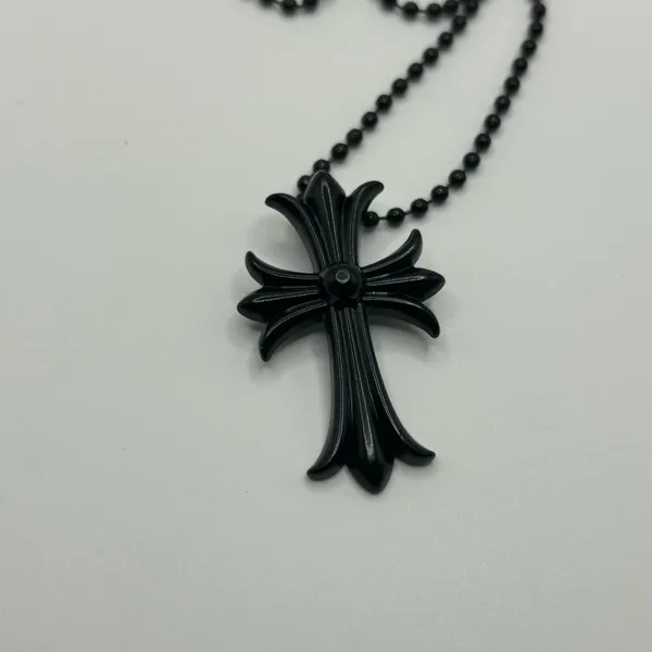 Chrome Active Black Cross Necklace Long Link Pendant Chain Christian Crucifix Jewelry Unisex - Image 2