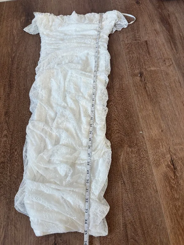 Windsor Strapless White Lace Midi Dress - Size Medium - Image 4