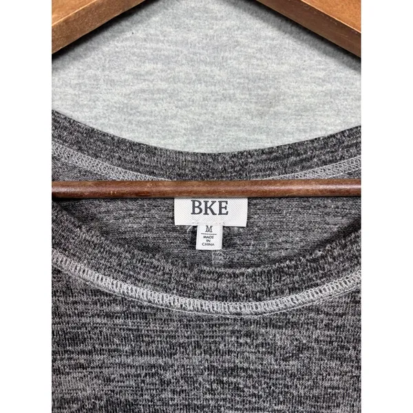 BKE‎ Womens Grey Heathered Striped Sleeve Oversized Knit Top Size M - Image 2