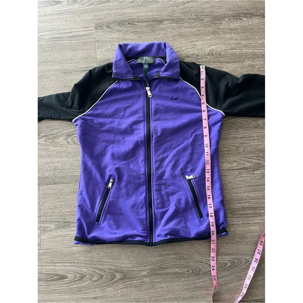 Y2K LRL Active Ralph Lauren Full Zip Track Jacket Womens M Purple Black Fleece - Image 11