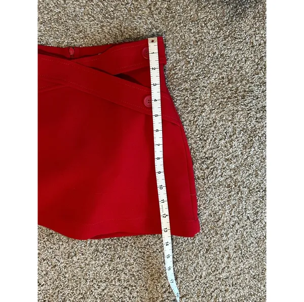 Zara Crisscross Button Mini Skort - Red - Image 6